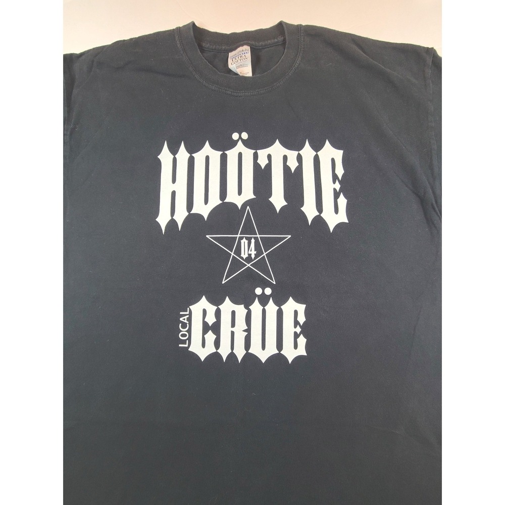 Vintage 2004 Hootie Local Crue Mens XL Black‎ T Shirt Metal Goth Parody Graphic